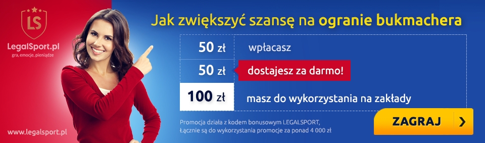 Ograj bukmachera z kodem bonusowym LEGALSPORT Kod bonusowy LEGALSPORT - korzyści dla gracza