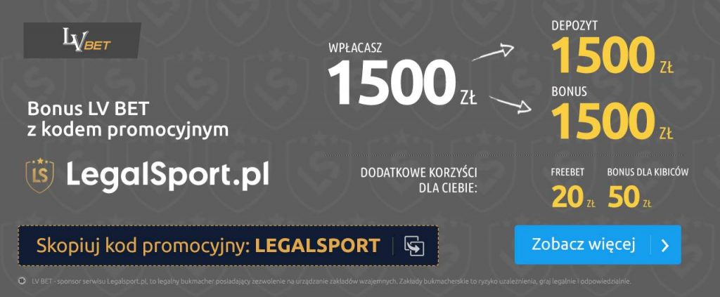 Kod bonusowy LEGALSPORT: bonus na start w LV BET LV BET Zakłady Bukmacherskie: promocja na start