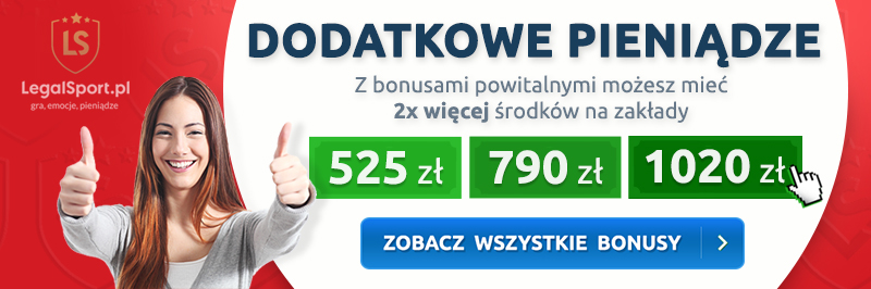 Powiększone bonusy powitalne u legalnych bukmacherów z kodem promocyjnym LEGALSPORT Kod bonusowy LEGALSPORT - najlepsze bonusy na start
