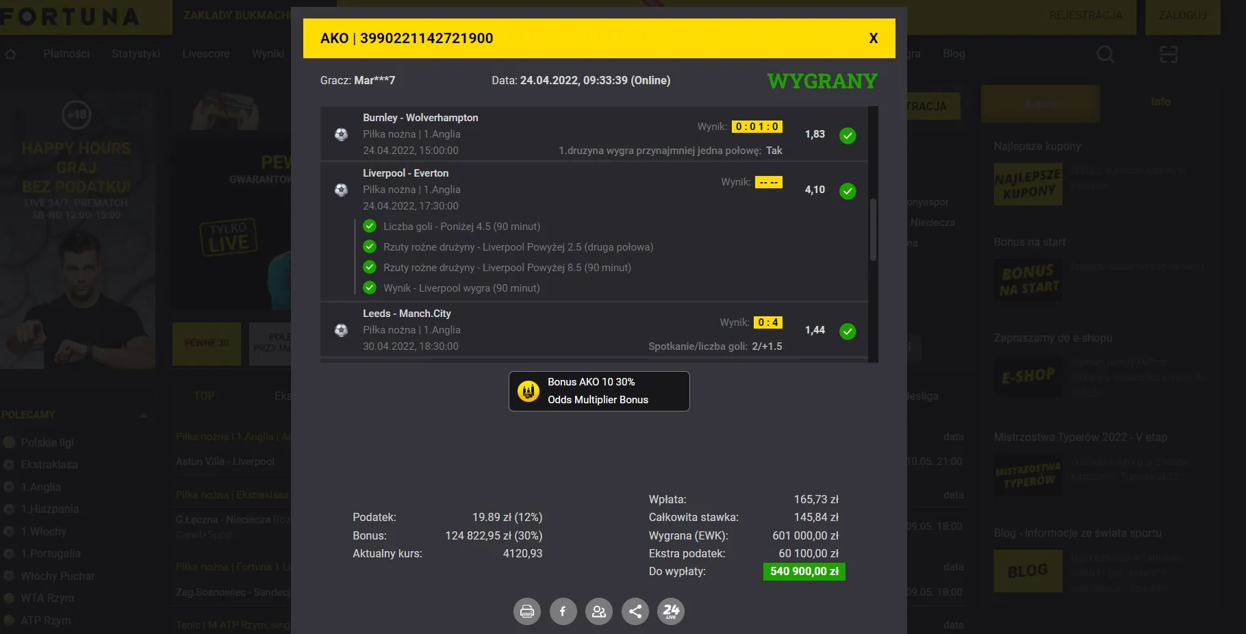 Wygrany kupon ponad 1,5 mln zł w Fortunie