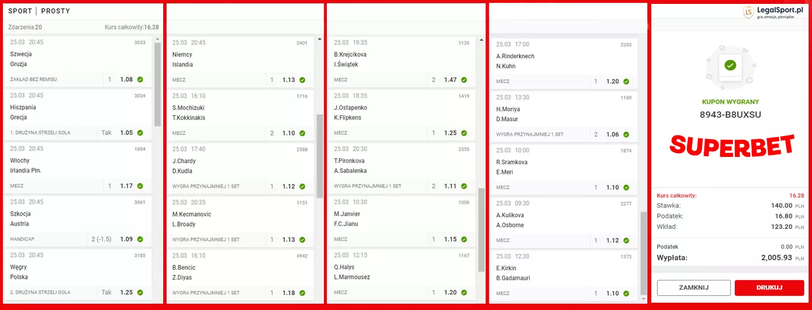 Typer zagrał na 20 pewniaków i ograł bukmachera na 2 000 złotych!