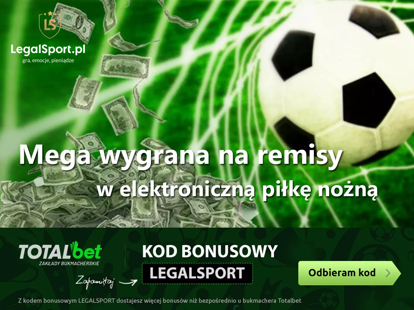 TOTALbet - trafiony kupon na remisy w elektronicznej piłce nożnej