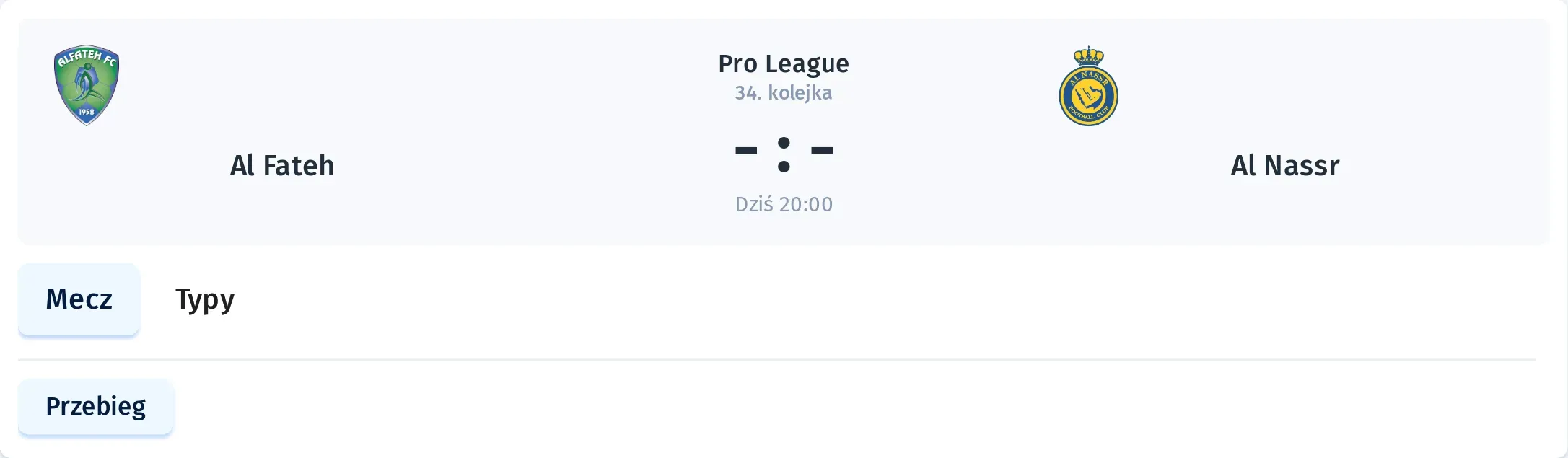 Przebieg Al Fateh - Al Nassr