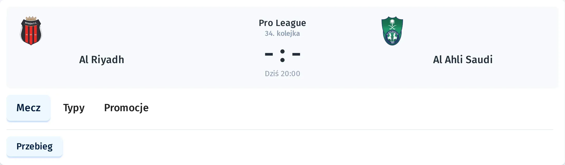 Przebieg AL Riyadh - Al Ahli Saudi