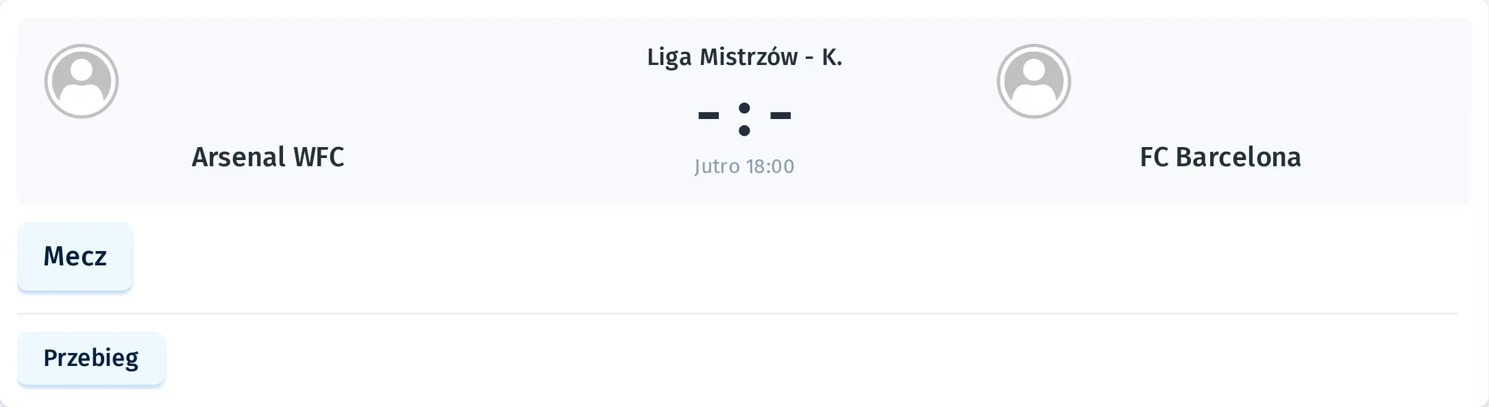 Przebieg Arsenal WFC - FC Barcelona