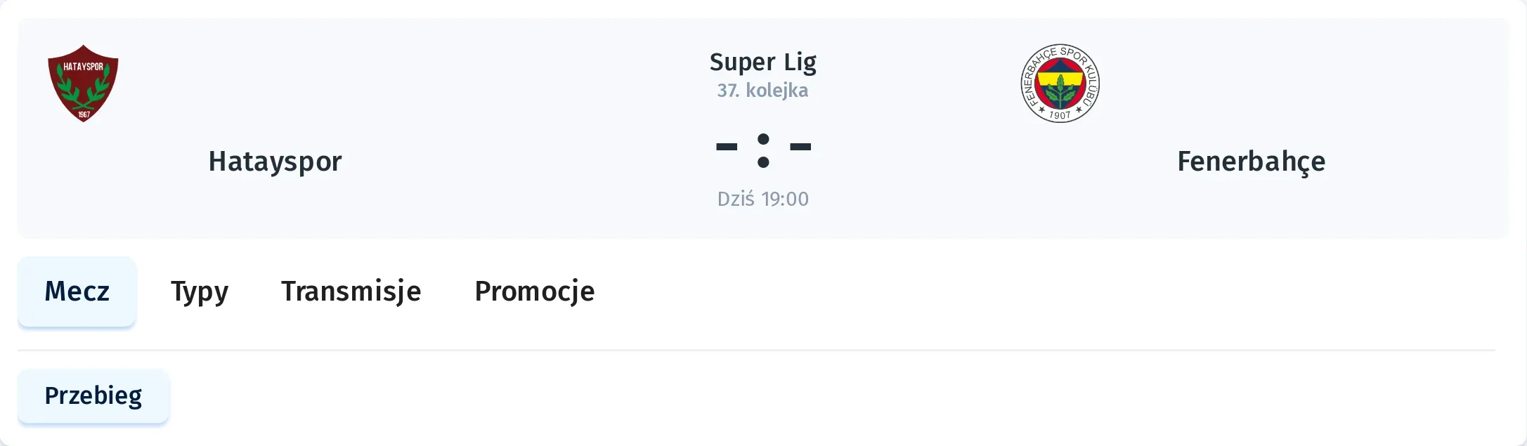 Przebieg Hatayspor - Fenerbahce