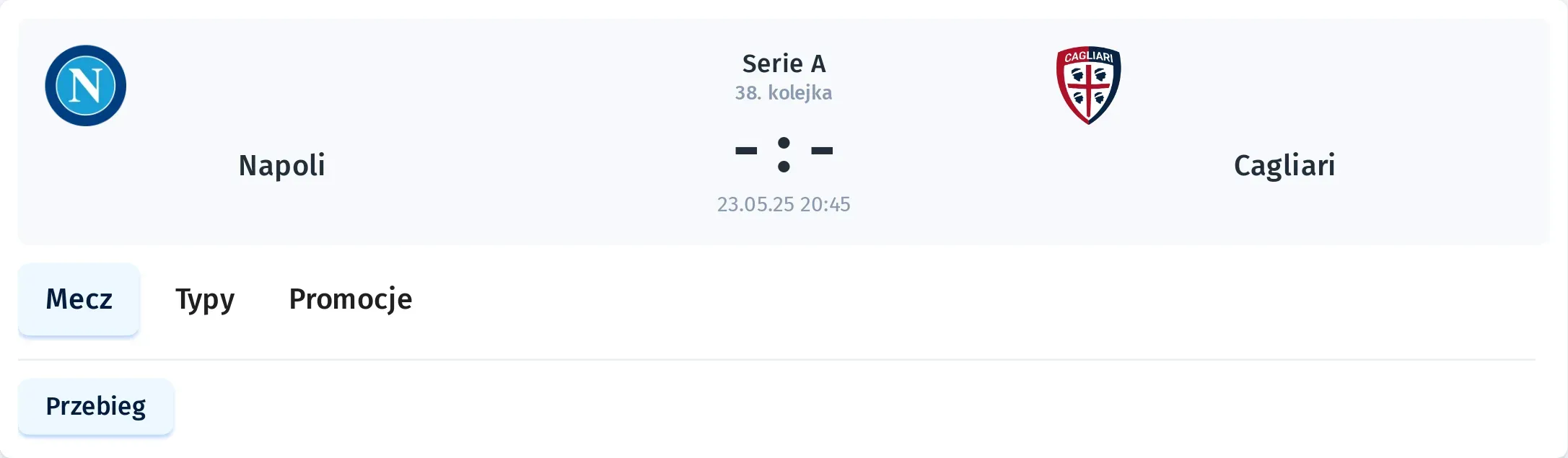 Przebieg Napoli - Cagliari