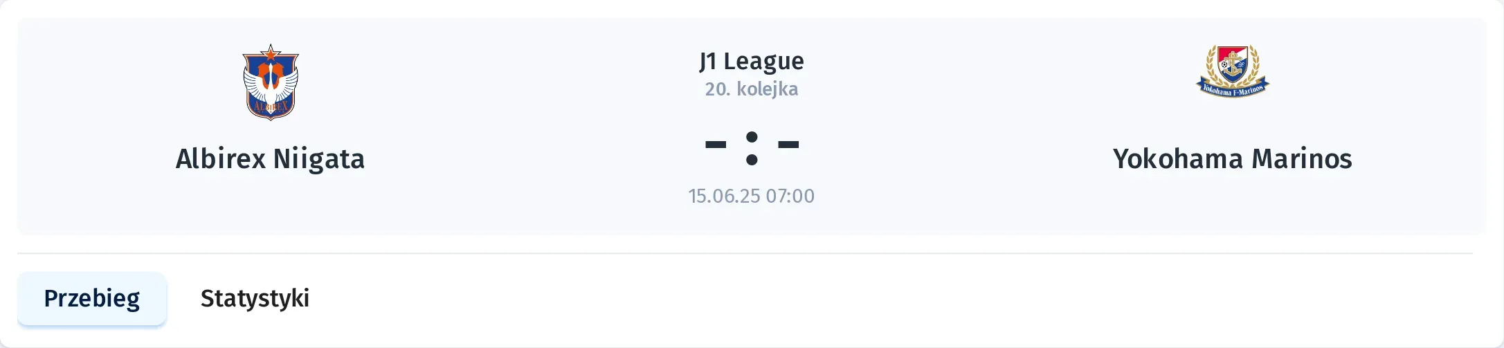 Przebieg Albirex Niigata - Yokohama F. Marinos