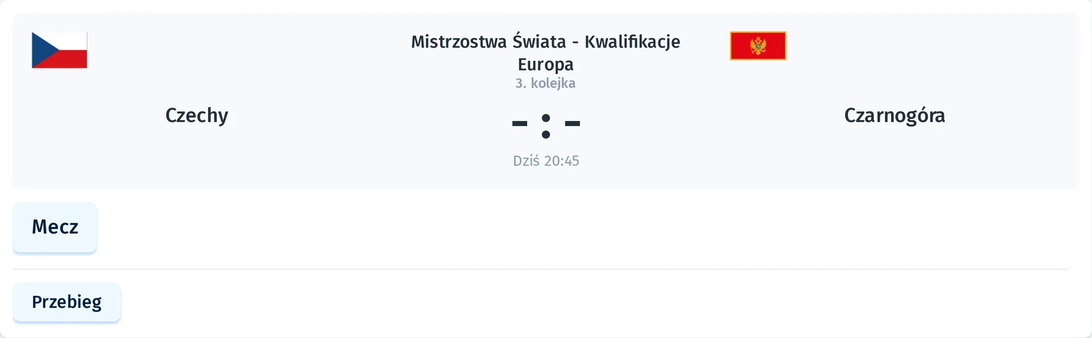 Przebieg Czechy - Czarnogóra