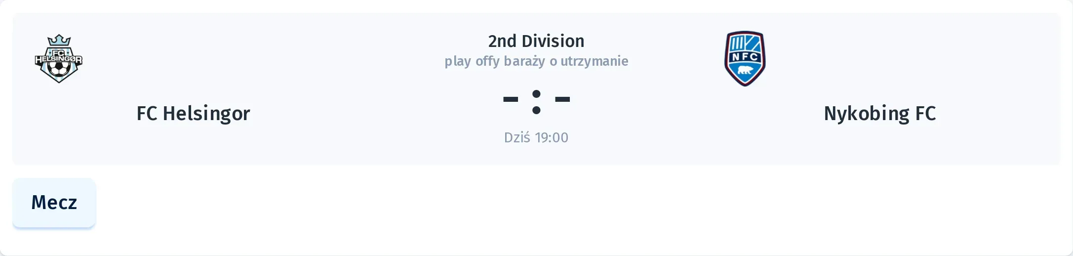Przebieg FC Helsingor - Nykobing FC