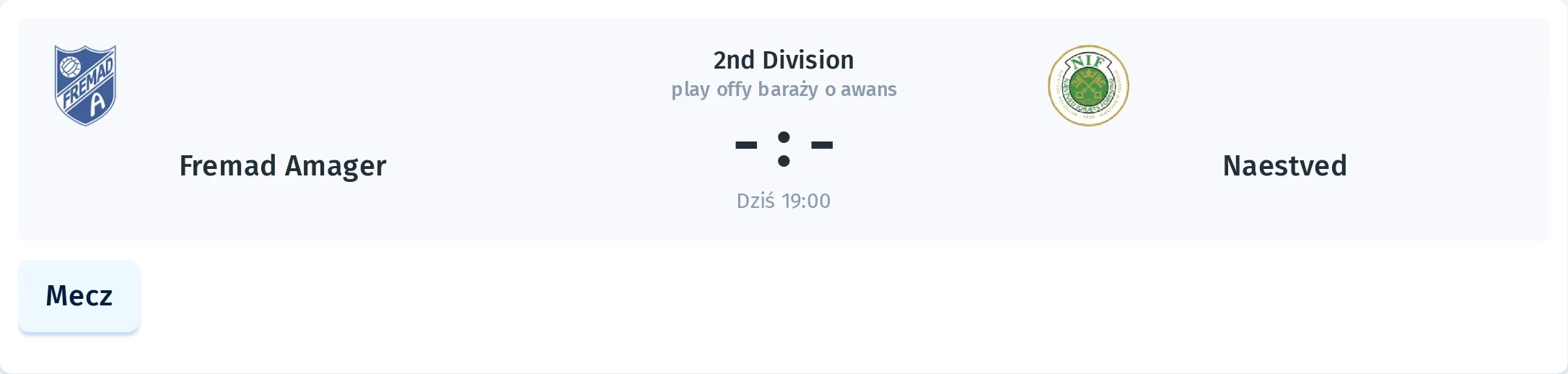 Przebieg Fremad Amager - Naestved