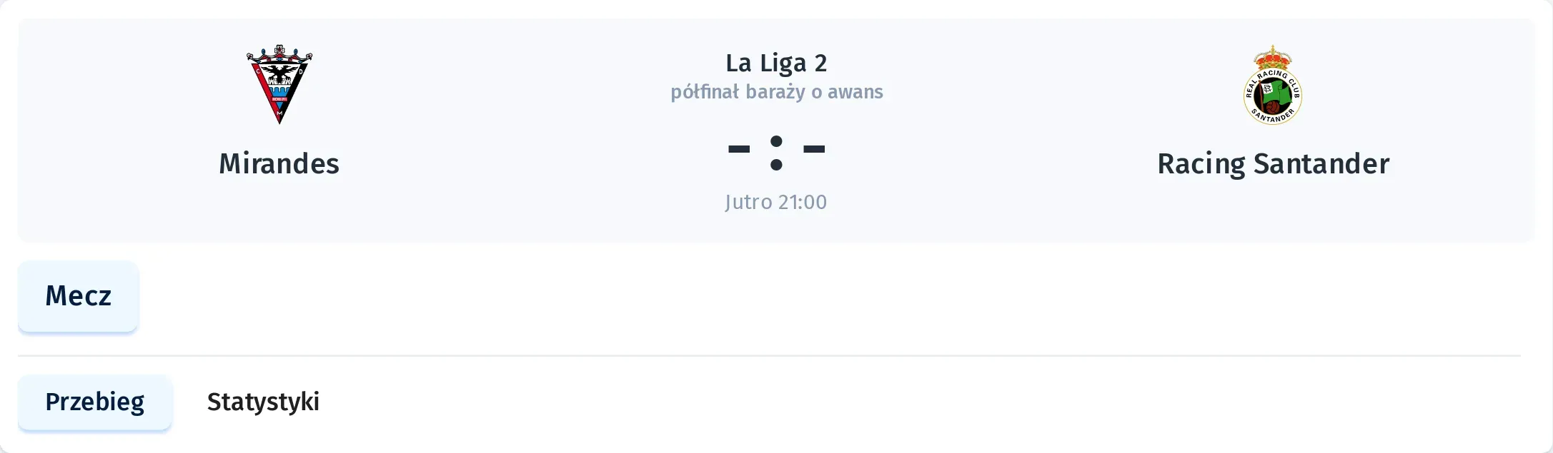Przebieg Mirandes - Racing Santander