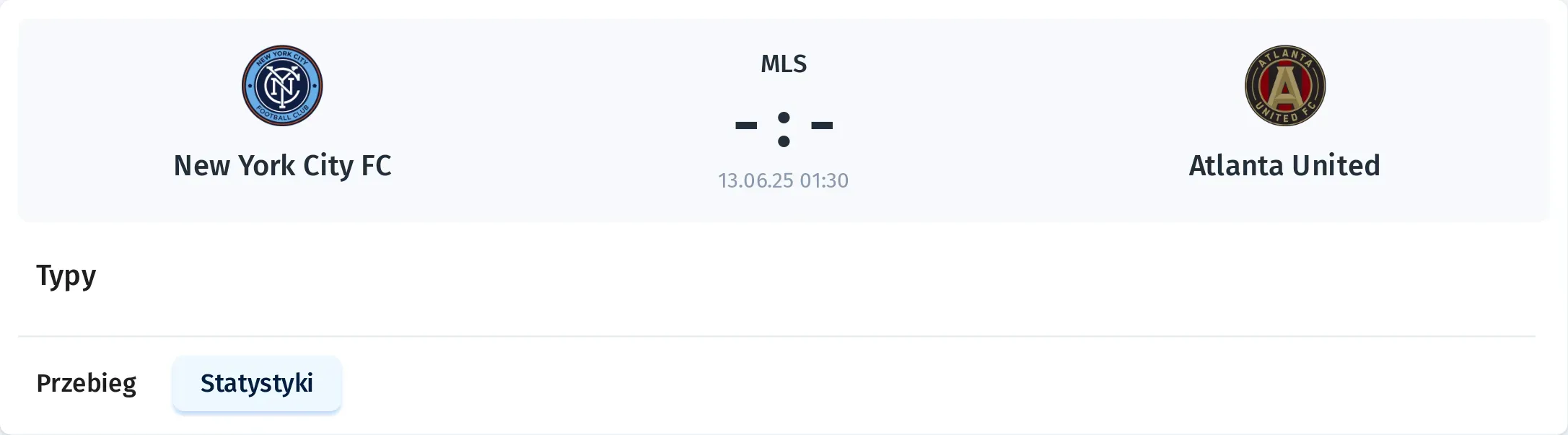 Statystyki New York City FC - Atlanta United FC