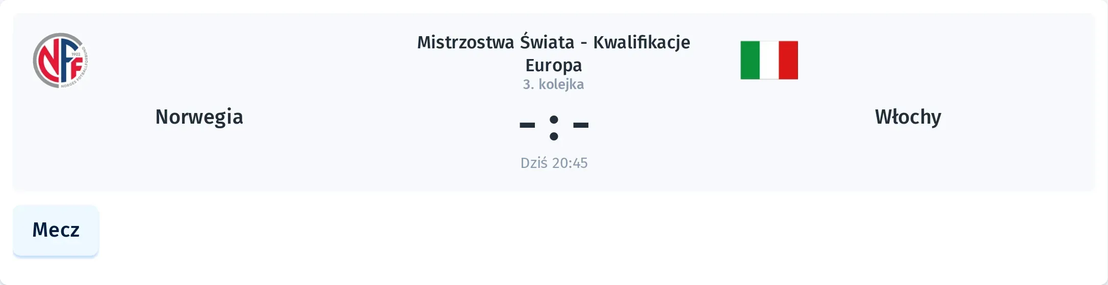 Przebieg Norwegia - Włochy