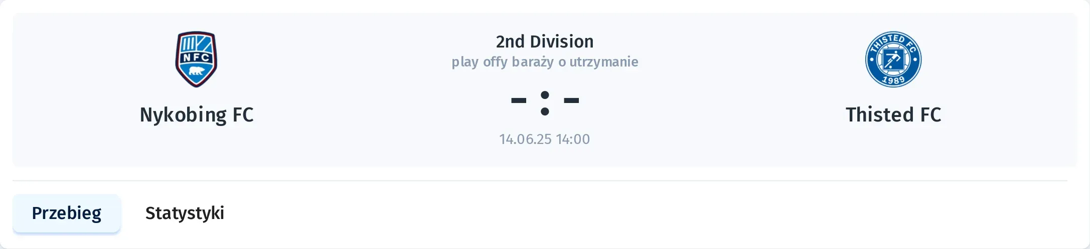 Przebieg Nykobing FC - Thisted FC