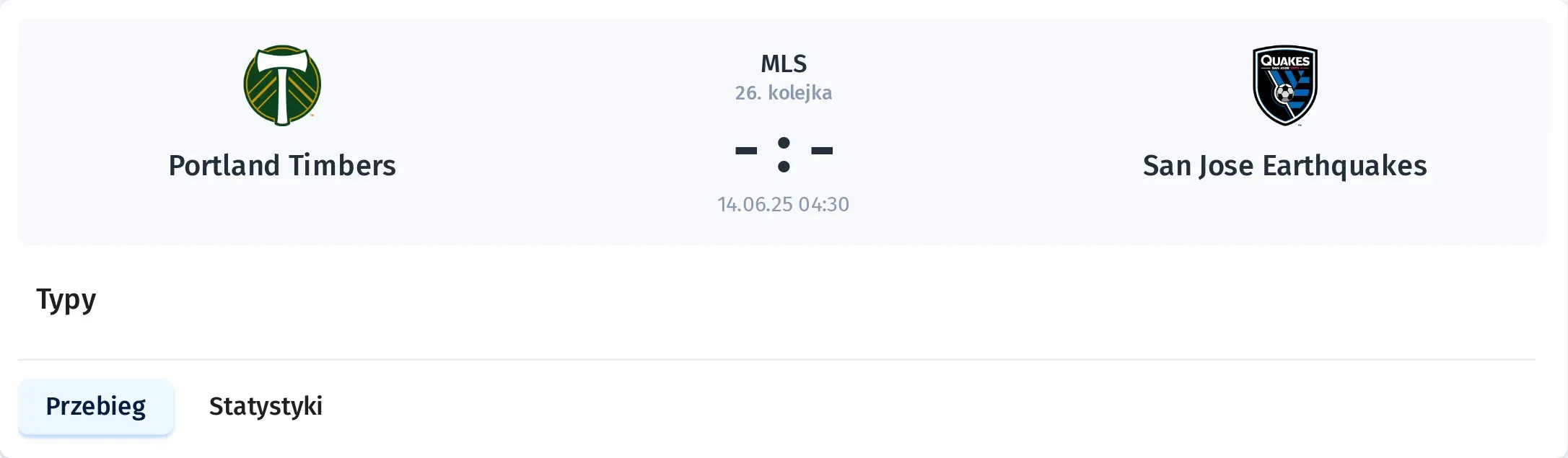 Przebieg Portland Timbers - San Jose Earthquakes