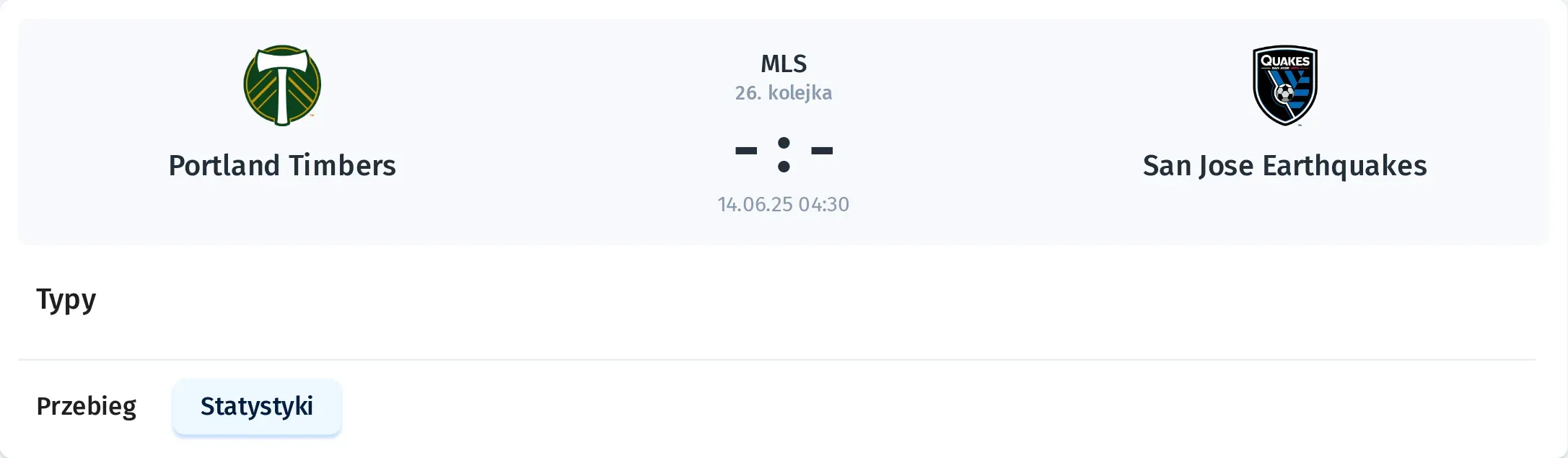 Statystyki Portland Timbers - San Jose Earthquakes