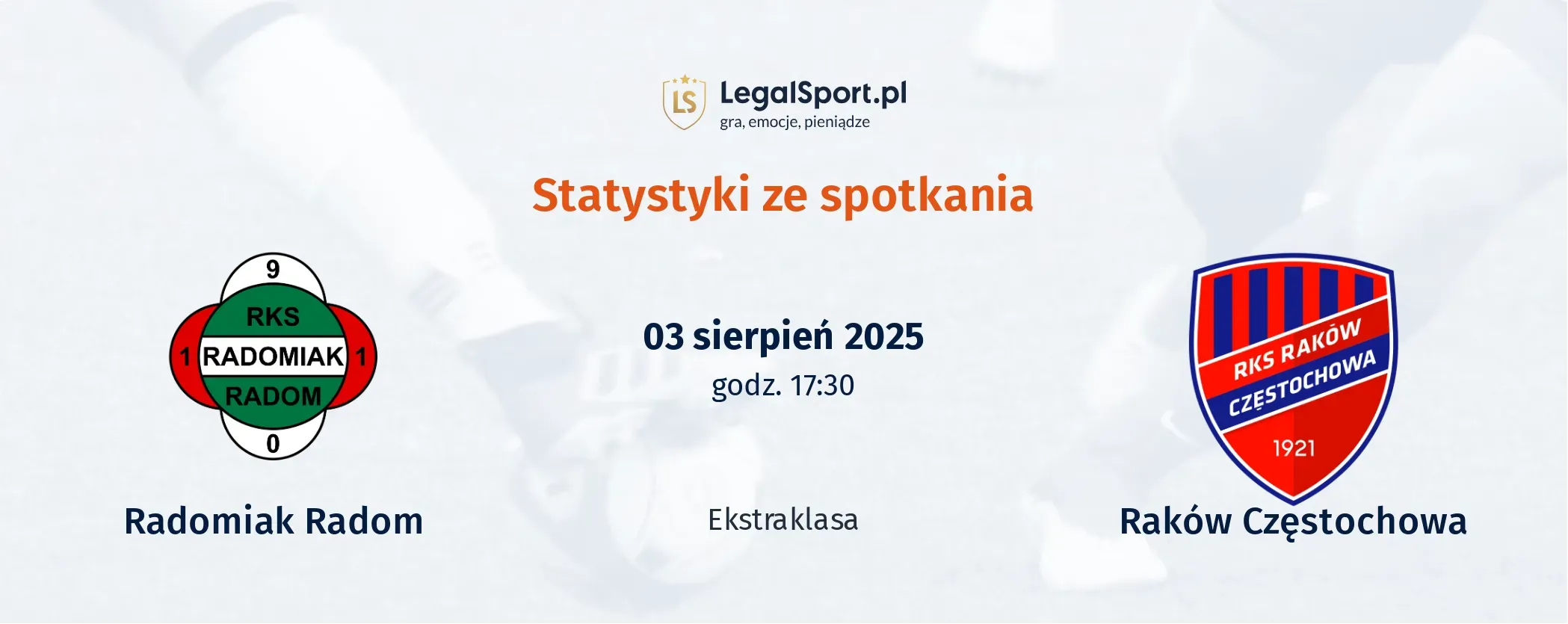 Statystyki Radomiak Radom - Raków Częstochowa