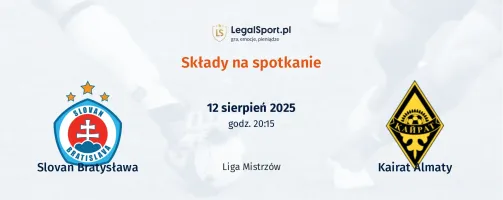 Składy Slovan Bratysława - Kairat Almaty
