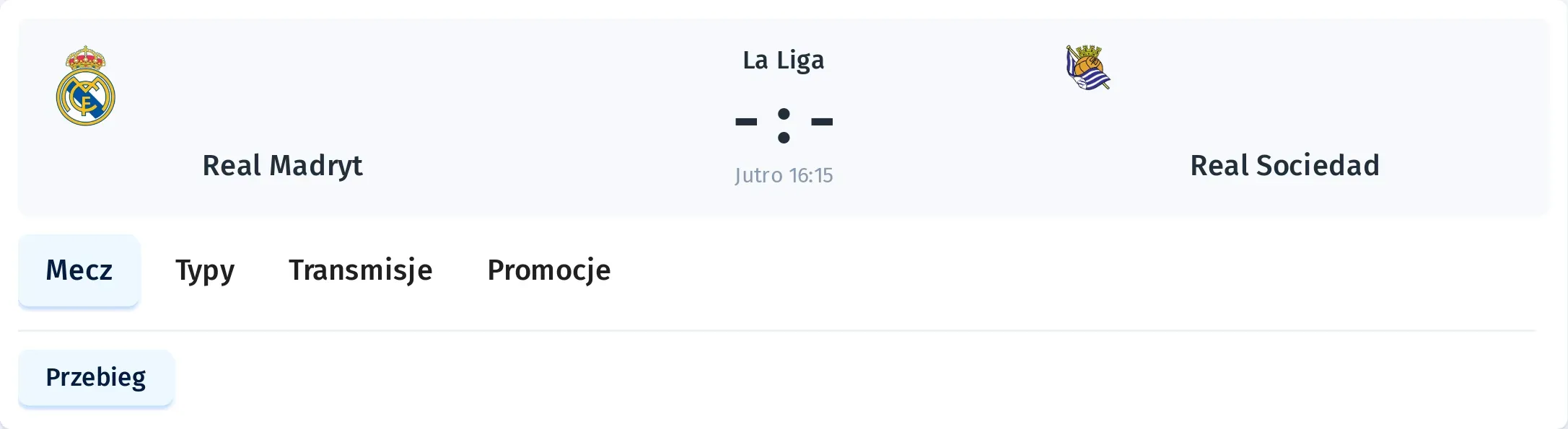 Przebieg Real Madryt - Real Sociedad